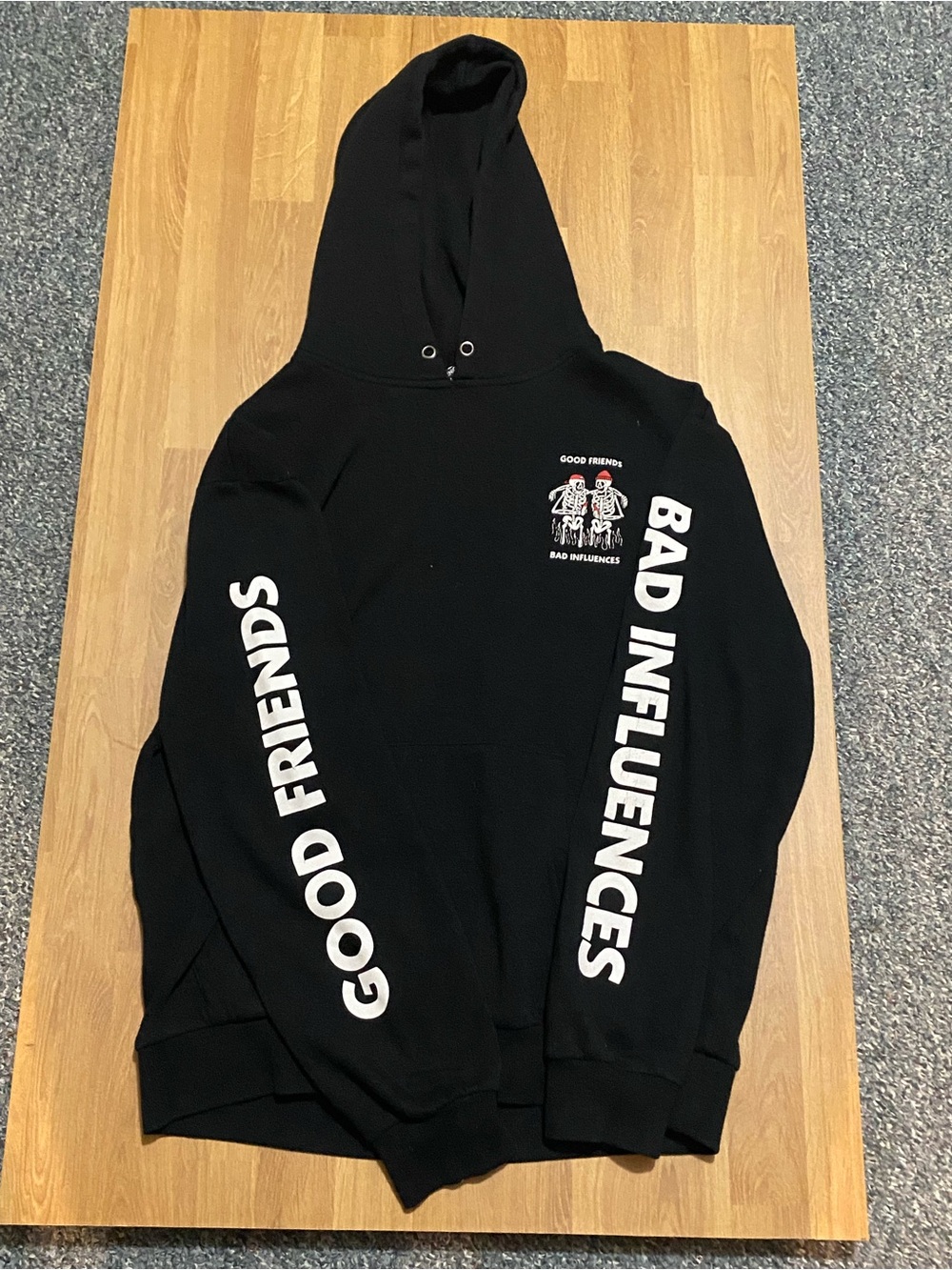 Good Friends Bad Influences Black Hoodie - Graphic Sleeve Sweatshirt